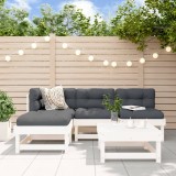 Set mobilier gradina Gossi, 5 piese, lemn masiv, alb, cu perne antracit. Canapea, fotolii, masuta