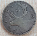 Moneda Argint Canada 25 Cents 1940 Regele George VI - Numismatica