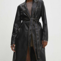 Answear Lab palton femei, culoarea negru, de tranzitie