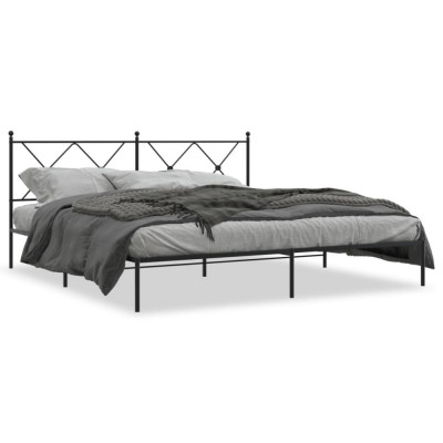 vidaXL Cadru de pat metalic cu tăblie, negru, 183x213 cm foto