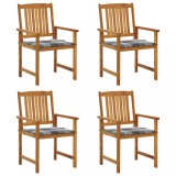 vidaXL Scaune de grădină cu perne, 4 buc., lemn masiv de acacia 3061196