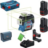 Bosch GLL 3-80 CG + 1600A019RD - Nivela laser cu linii 30 m valiza speciala + Set 2 acumulatori si incarcator Li-Ion 12 V 3 Ah