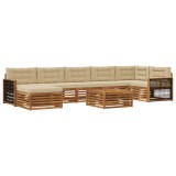 vidaXL Set de canapele de exterior cu pernă 8 pcs Natural și Bej 3383656