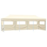 vidaXL Cort de petrecere pliabil cu 5 pereți laterali, crem, 3 x 9 m