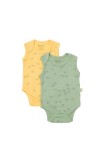 Set 2 body-uri fara maneci Printed, BabyCosy, 50% modal+50% bumbac, Lamaie Verde (Marime: 0-3 Luni)