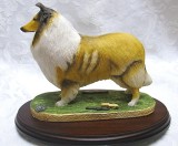 BIBELOU FIGURINA ANGLIA CAINE ROUGH COLLIE - LASSIE PE POSTAMENT LEMN 23 CM