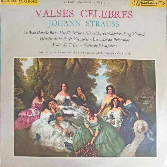 Disc vinil, LP. Valses Celebres-JOHANN STRAUSS