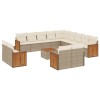 Set canapele de gradina, 14 piese, cu perne, bej, poliratan
