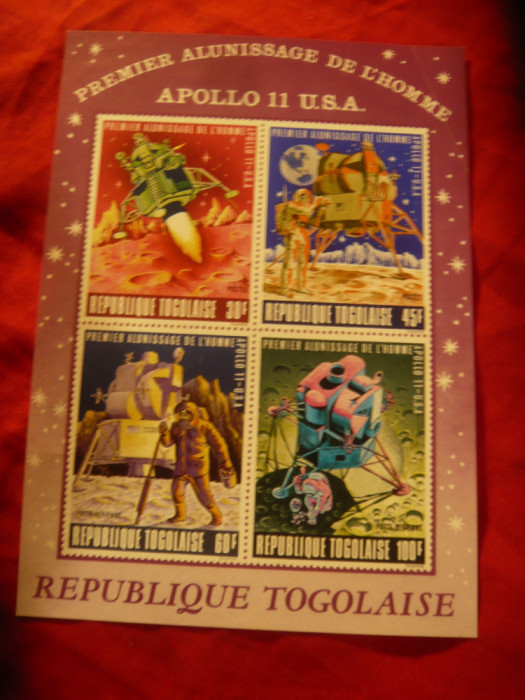 Bloc Togo - Cosmos 1969 Apollo 11 Aselenizarea , 4 val.