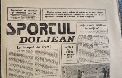 RAR = ZIAR VECHI SPORTUL DOLJEAN , ANUL 1 , NUMARUL 1 foto