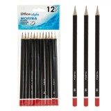 Set Creioane HB, 12 Bucăți, Negru și Roșu, Oem