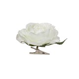 Floare decorativa artificiala, Trandafir alb cu clips, 6 cm, ATU-084162, Oem