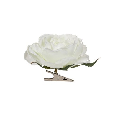 Floare decorativa artificiala, Trandafir alb cu clips, 6 cm, ATU-084162 foto