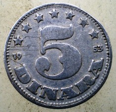1.631 YUGOSLAVIA JUGOSLAVIA IUGOSLAVIA 5 DINARA DINARI 1953 foto