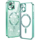 Husa premium iPhone 14 Techsuit Luxury Glitter MagSafe, verde deschis