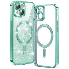 Husa premium iPhone 15 Techsuit Luxury Glitter MagSafe, verde deschis foto