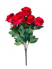 Buchet flori artificiale, rosu, Trandafiri, 50 cm foto