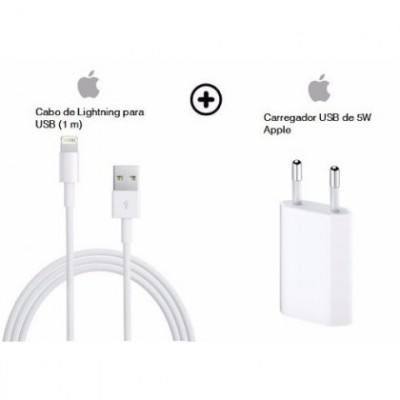 Incarcator Retea Apple iPhone A1400 cu Cablu de Date Lighting MD818, MB707ZM/B Original Blister foto