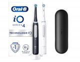 Set 2 Periute de dinti electrice Oral-B iO, 2 capuri si husa de calatorie, Alb-negru - RESIGILAT