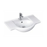 Lavoar ceramic cu aripi Leziter V75, 75x48 cm, montaj pe perete, cu preaplin