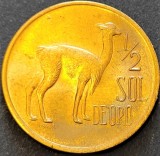 Cumpara ieftin Moneda exotica 1/2 SOL DE ORO - PERU, anul 1974 *cod 55 = UNC + ERORI de BATERE, America Centrala si de Sud