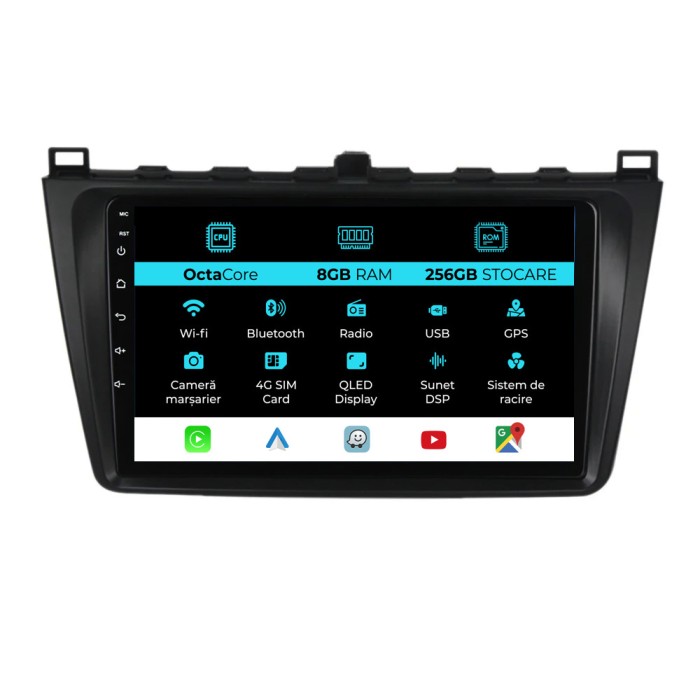 Navigatie Dedicata Mazda 6 (2008-2013), 9Inch, 8Gb Ram, 256Gb Stocare, Carplay