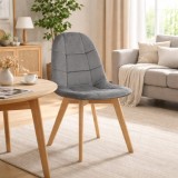 Cumpara ieftin Scaun bucatarie/living, Artool, Bora, catifea gri inchis, picioare lemn natur, 44.5x54x81.5 cm