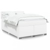 VidaXL Pat box spring cu saltea, alb, 140x190 cm, piele ecologică 3288421