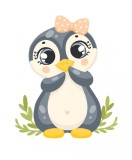 Cumpara ieftin Sticker decorativ Pinguin, Gri, 80 cm, 1207ST, Oem