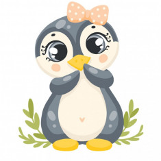 Sticker decorativ Pinguin, Gri, 80 cm, 1207ST