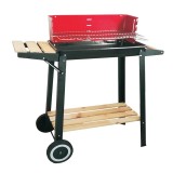 Gratar portabil pe roti cu ardere pe lemne si carbune, 86.5 x 41.5 x81.5 cm