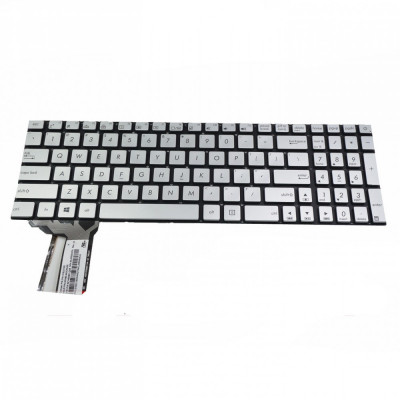 Tastatura Laptop, Asus, N551, N551J, N551JQ, N551JW, N551JB, N551JX, N551JM, G551, G551JW, N751, N751J, N751JK, N751JX, iluminata, argintie, layout US foto