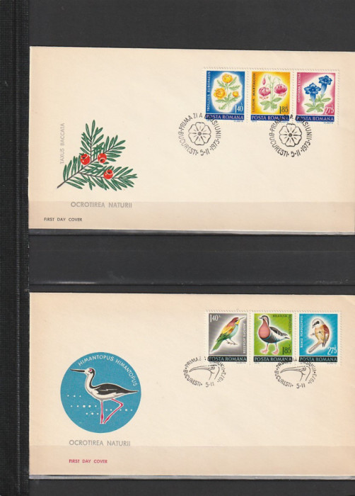 RO - FDC - OCROTIREA NATURII - PASARI SI FLORI ( LP 818 ) 1973 ( 2 DIN 2 )