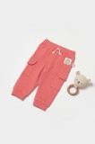 Cumpara ieftin Pantaloni cu buzunare laterale, Two thread, 100%bumbac organic - Rose, BabyCosy (Marime: 12-18 Luni)