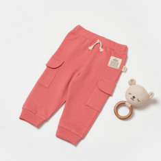 Pantaloni cu buzunare laterale, Two thread, 100%bumbac organic - Rose, BabyCosy (Marime: 6-9 luni)