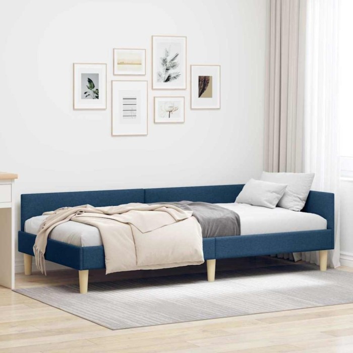 Cadru de pat colțar Altele cu headboard albastru 80 x 200 cm