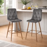 Cumpara ieftin Set 2 scaune de bucatarie/bar, Artool, Libra, catifea gri inchis, picioare metal natur, 52x56x112 cm