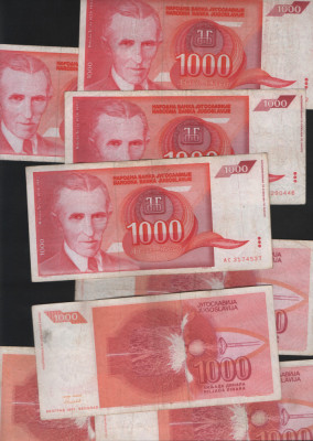 Iugoslavia Yugoslavia 1000 dinari dinara 1992 F VF XF pret pe bucata foto