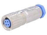 Conector M9 mufă mamă aurit IP65 - 4 pini, TE Connectivity