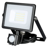 Reflector led smd 20w 4000k ip65 cu senzor miscare negru