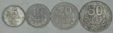 POLONIA Lot / 4buc - 5 +10 + 20 + 50 Groszy 1972