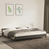 VidaXL Cadru de pat cu tăblie, gri &icirc;nchis, 200x200 cm, catifea
