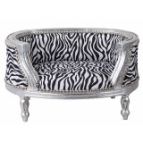 Canapea pentru caine din lemn masiv argintiu cu tapiterie zebra CAT700E22, Scaune