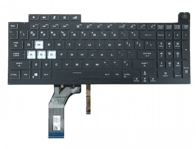 Tastatura Laptop Gaming, Asus, ROG Strix 17 G712, G712L, G712LV, G712LU, G712LW, G712LWS, 0KNR0-6813US00, iluminata RGB 16 pini, layout US foto