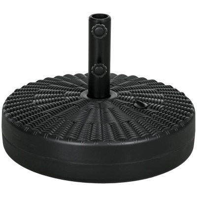 Suport pentru umbrela 38-48 mm, rotund, HDPE si otel, imitatie ratan, negru, 51x36 cm foto