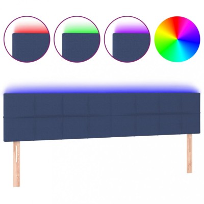 Tablie de pat cu LED, albastru, 180x5x78/88 cm, textil foto