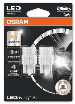 Set 2 Buc Led Osram P21/5W 12V 1,3W W3X16Q 6000K Amber LEDriving SL 7515DYP-02B foto