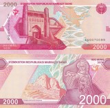 Uzbekistan 2000 Sum Som 2021 UNC Bancnota Asiatica, Colectie