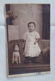 Poza - fotografie veche imagine copil cu jucarii ( elefant si catel) - fotografie anii 1920, studio foto ,,Imperial&#039;&#039; - Girescu, Bucuresti