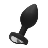Plug anal OUCH! Regular Diamond Heart Butt Plug, bază &icirc;n formă de inimă cu cristal, din silicon flexibil, diametru 2.8 cm (mic)